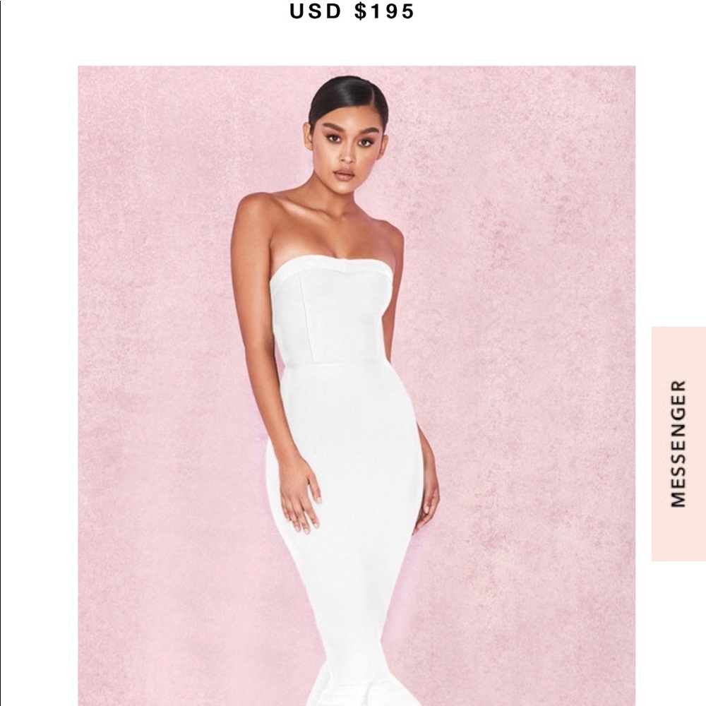 House of CB FABRIZIA White Bandage Strapless Dress